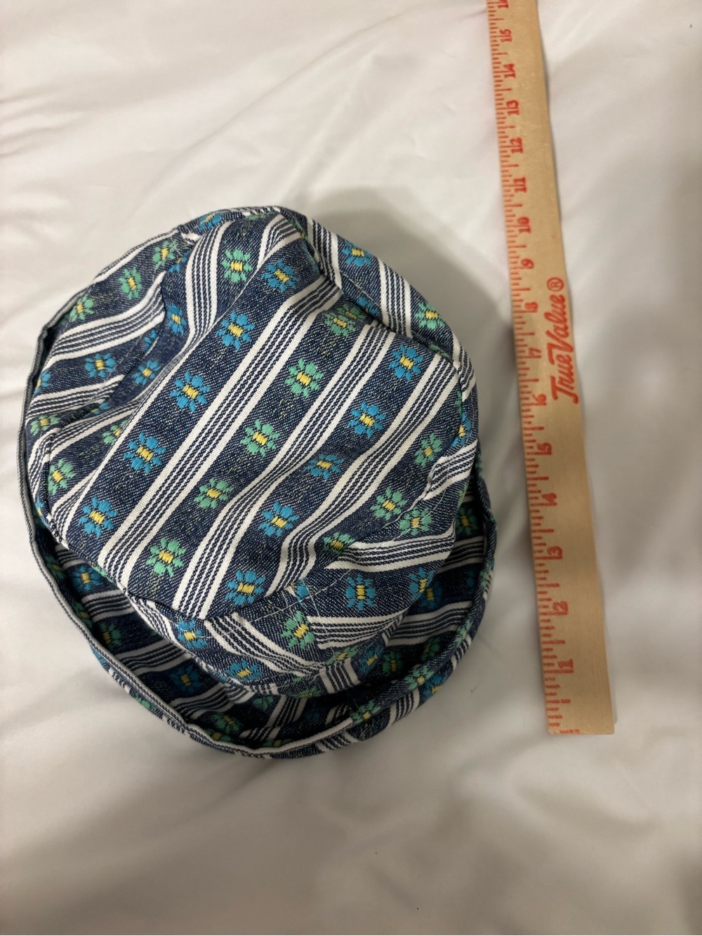 Heaslip Vintage Blue Floral Stripe Bucket Hat Canada One Size Retro Cotton - Picture 3 of 6